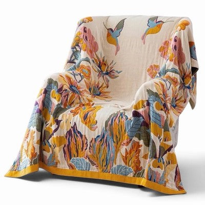 NEW Anthropologie Colorful Floral Cotton Bedspread Blanket & Sham Bedding Set