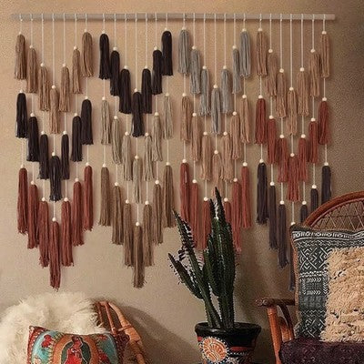 NEW Anthropologie XL  Multicolor Boho Tassel Tapestry Macrame Wall Hanging 47x40