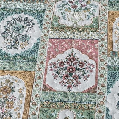 NEW Anthro Multicolor Patchwork Floral Boho Queen / King Bedding Quilt Sham Set