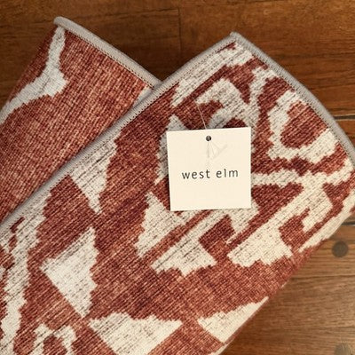 NEW West Elm Red Orange Boho Aztec Geometric Moroccan Area Rug Carpet - 4' x 6'