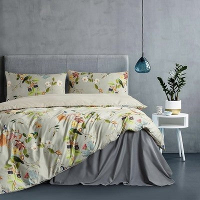 NEW Anthro Boho King Bright Floral Bird Print Cotton Bedding Comforter Sham Set
