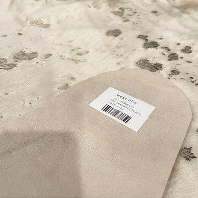 NEW West Elm Faux Cowhide Fur Extra Large White Area Rug Boho Floor - 6.5’ x 5’