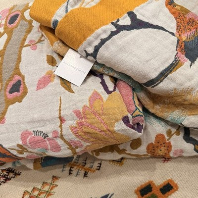 NEW Anthro Reversible Boho Bird Cotton Bedspread Blanket Quilt - Multiple Sizes