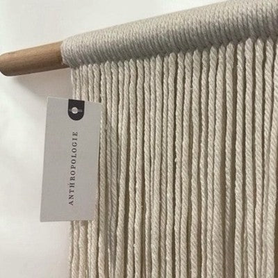 NEW Anthropologie XL Beige Brown Boho Tassel Tapestry Macrame Wall Hanging 47x25