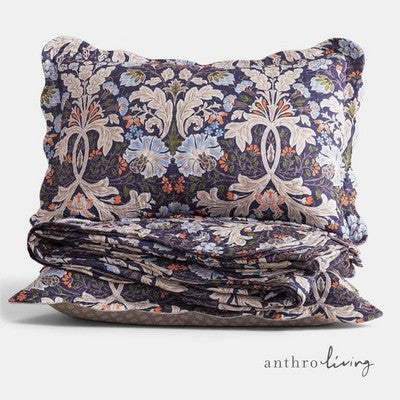 NEW Anthropologie Purple Floral Queen / King Quilt Bedspread Bedding & Sham Set
