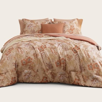 NEW Anthro 7 Piece Blush Floral Boho Queen / King Bedding Comforter & Sham Set