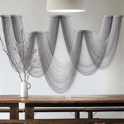 NEW Anthropologie XL Grey Dip Dyed Boho Tapestry Macrame Wall Hanging Art 82x46