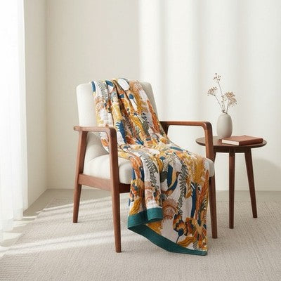 NEW Anthropologie XL Boho Bird Teal Queen / King Size Blanket Bedspread Quilt