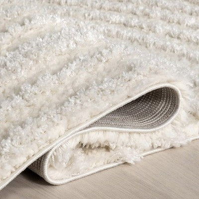 NEW West Elm White Cream Boho Tassel Geometric Shag Area Rug Carpet - 4' x 6'