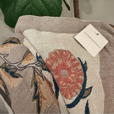 NEW Anthropologie Reversible Boho Bird Multicolor Queen / King Bedspread Blanket Quilt