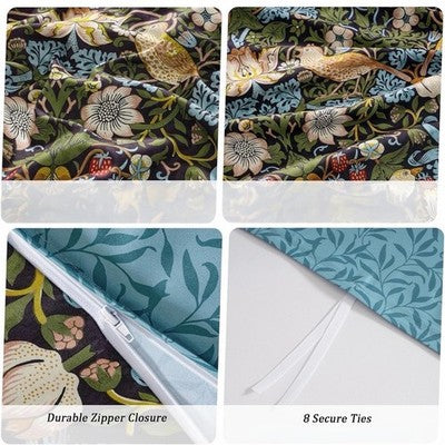 NEW Anthro Blue Green Bird Print Boho Queen / King Size Bedding Duvet Sham Case