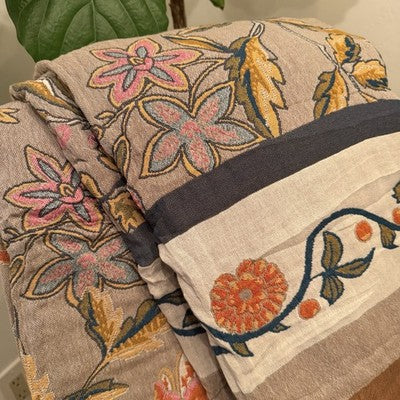 NEW Anthropologie Reversible Boho Bird Multicolor Throw Blanket Quilt 50" x 60"
