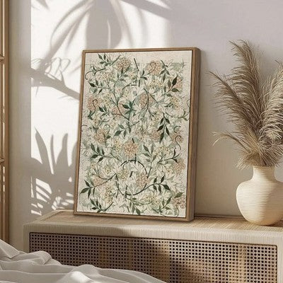 NEW Anthro XL Set of 3 Framed Vintage Floral Print Canvas Boho Wall Art 24"x16"