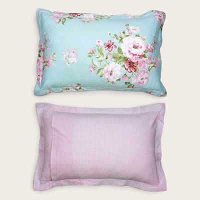 NEW Anthropologie Teal Blue Vintage Floral 100% Cotton Duvet Bedding & Sham Set