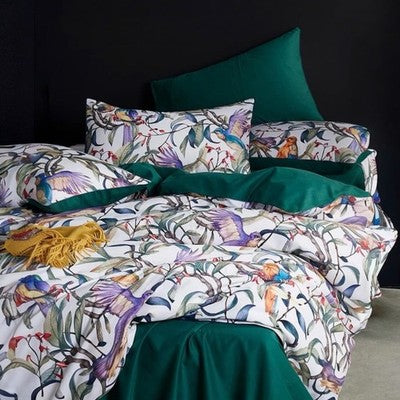 NEW Anthropologie Multicolor Botanical Boho Queen Bedding Duvet Sham Case Set