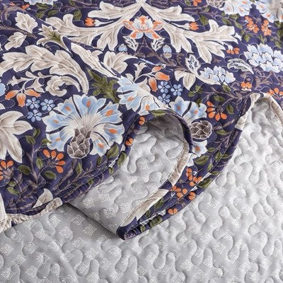 NEW Anthropologie Purple Floral Queen / King Quilt Bedspread Bedding & Sham Set