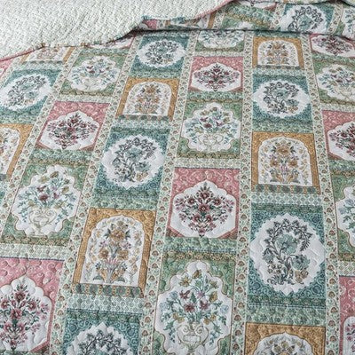 NEW Anthro Multicolor Patchwork Floral Boho Queen / King Bedding Quilt Sham Set