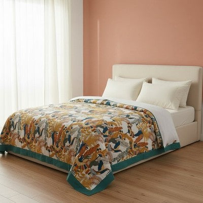 NEW Anthropologie XL Boho Bird Teal Queen / King Size Blanket Bedspread Quilt