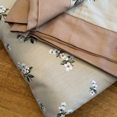 NEW Anthropologie Khaki Floral Vintage Queen King Cotton Bedding Duvet Sham Set