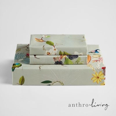 NEW Anthro Boho King Bright Floral Bird Print Cotton Bedding Comforter Sham Set