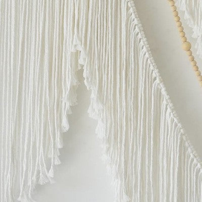 NEW Anthropologie XL Beige Woven Boho Beaded Tapestry Macrame Wall Hanging 57x40