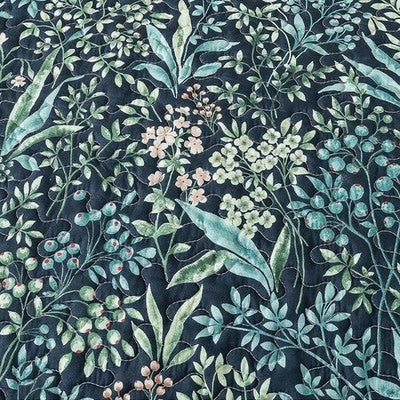 NEW Anthropologie Blue Floral Stitch Queen King Quilt Bedspread Bedding Sham Set