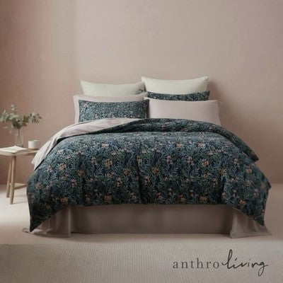 NEW Anthropologie Blue Paisley Boho King Bedding Duvet & Floral Sham Case Set