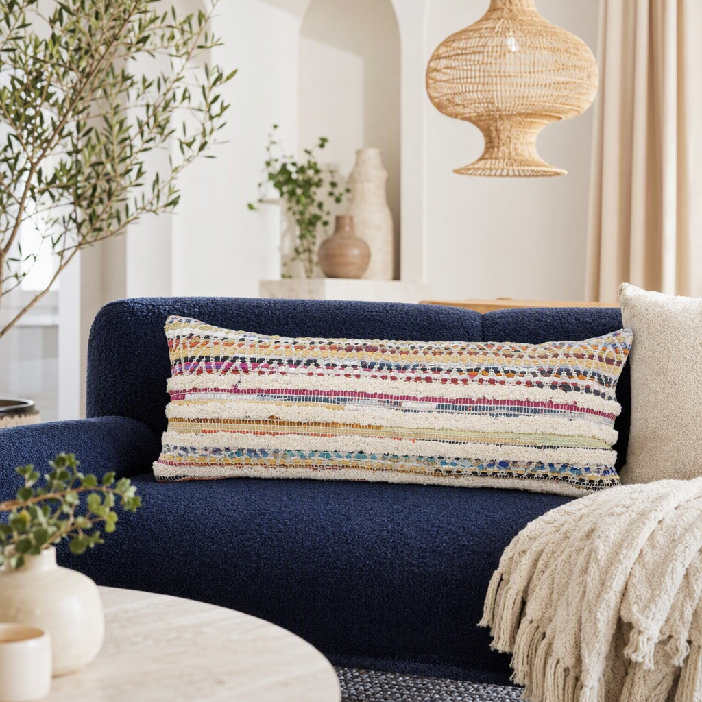 NEW Anthropologie XL Pillow & Insert Boho Lumbar Throw Colorful Woven 14" x 36"