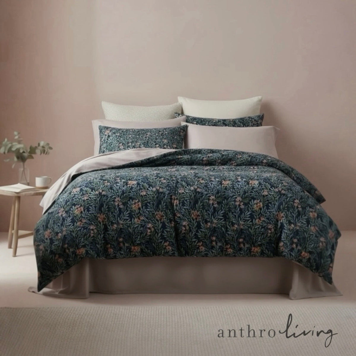NEW Anthro Blue Paisley Boho Duvet & Floral Sham Case Set & Matching Sheet Set