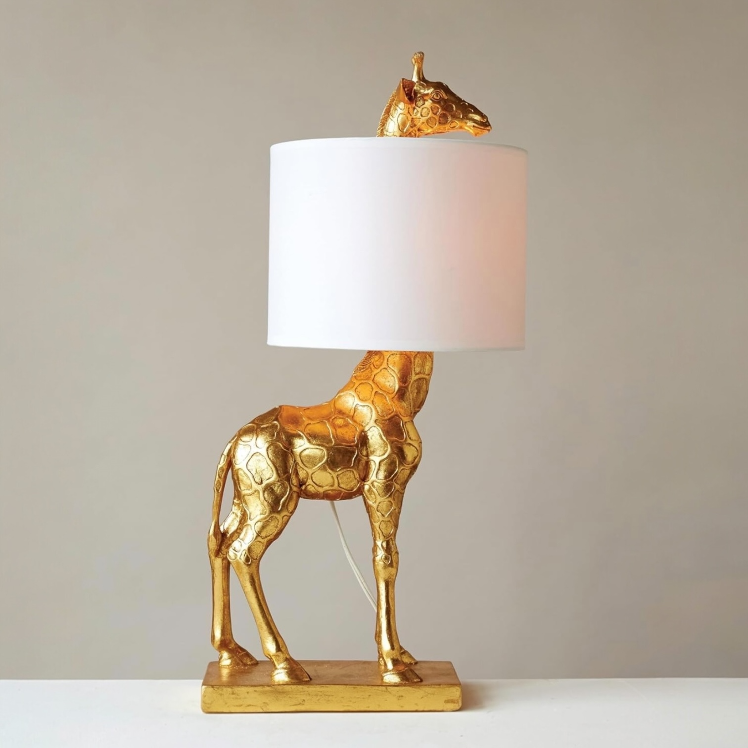 NEW Anthropologie Large Gold Boho Giraffe Table Lamp Lighting Art Deco Set - 26"