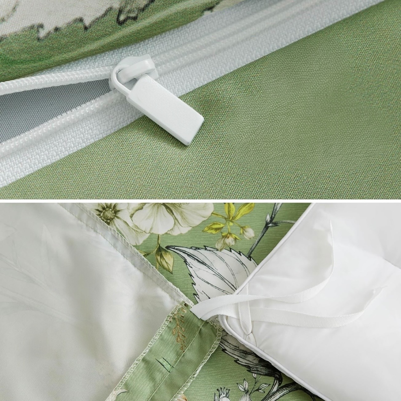 NEW Anthropologie Vintage Green Floral Bird Queen King Duvet Bedding & Sham Set