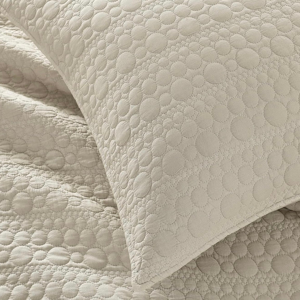 NEW West Elm Cream Stone Print Ultra Soft Queen King Bedding Bedspread Sham Set