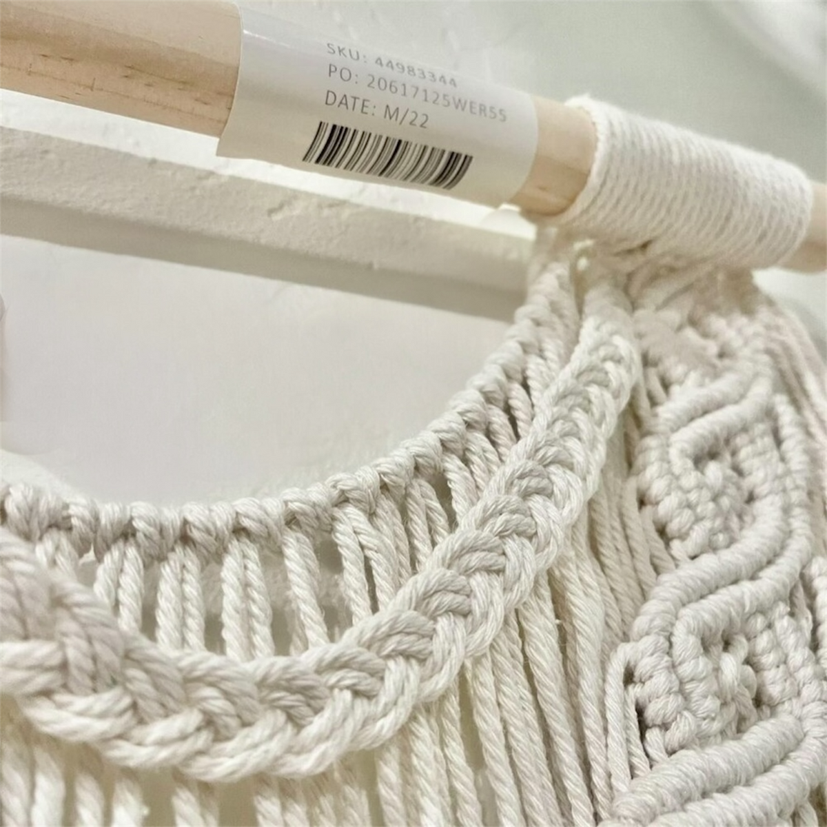 Anthropologie XL Boho Tapestry Macrame Woven Yarn Tassel Wall Hanging 70" x 32"