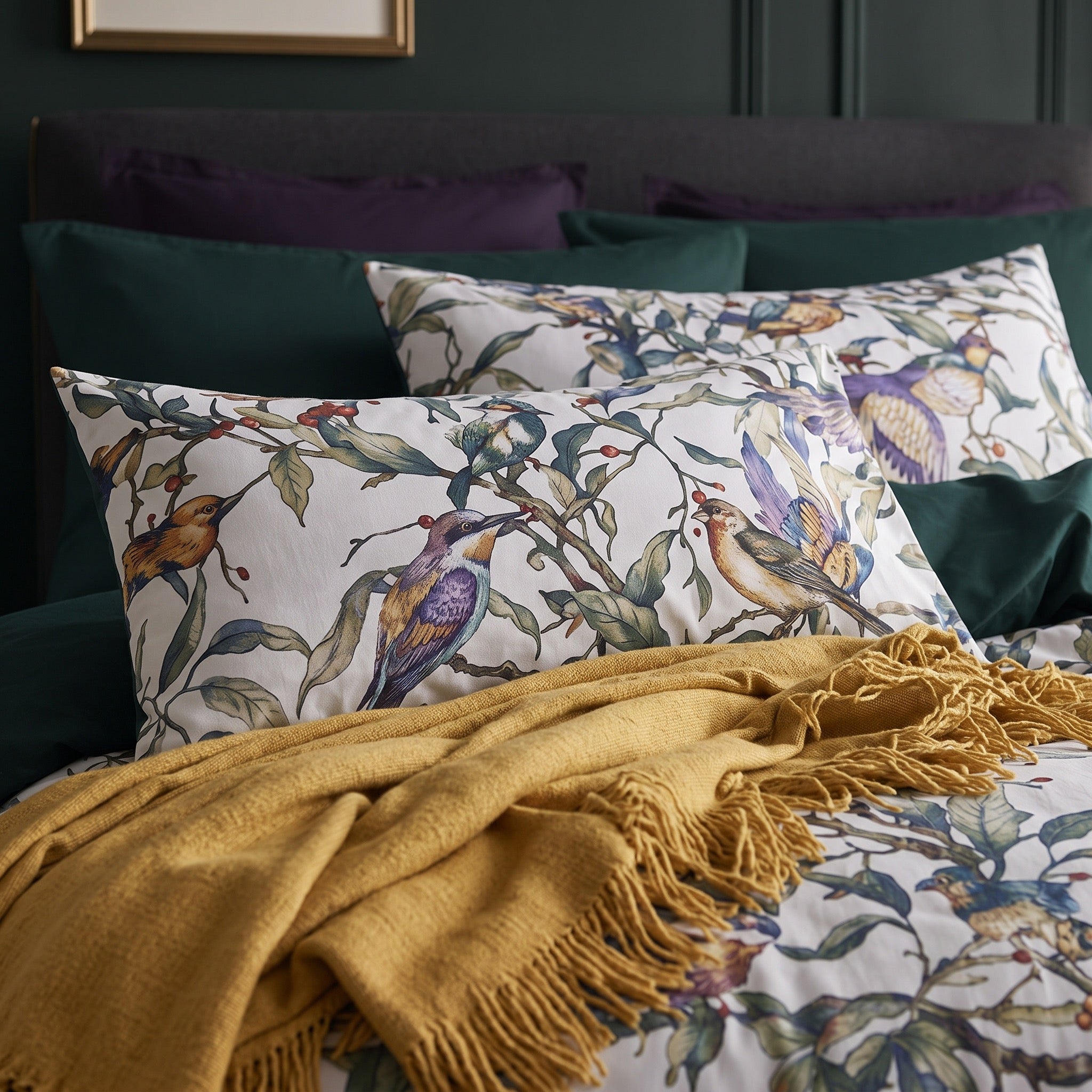 NEW Anthropologie Multicolor Botanical Boho King Bedding Duvet Sham Case Set
