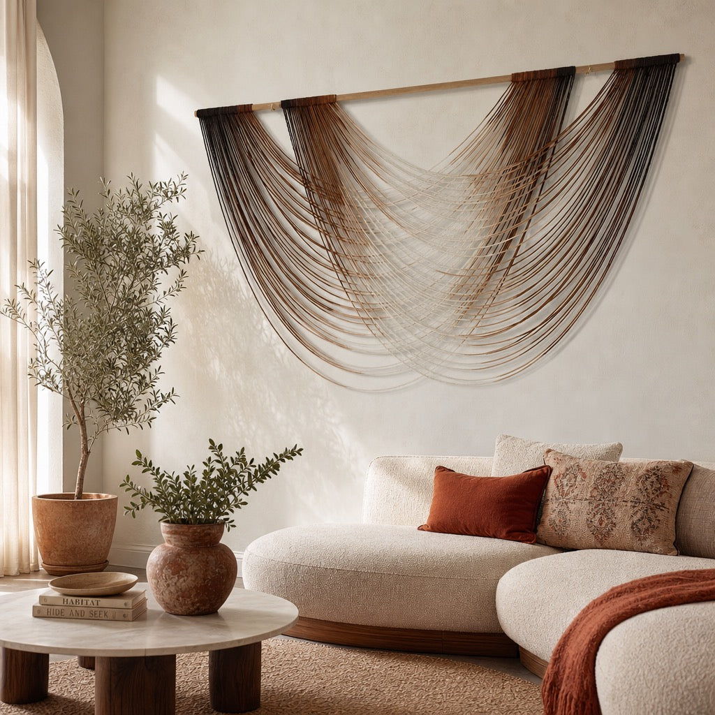 NEW Anthropologie XL Boho Tapestry Macrame Woven Dyed Yarn Wall Hanging - 60" L