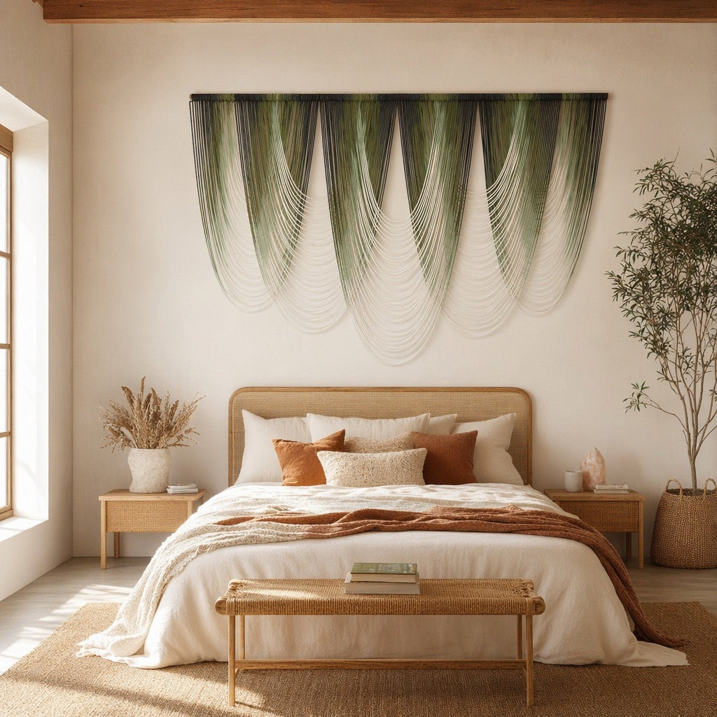 NEW Anthropologie XL Boho Tapestry Macrame Woven Dyed Yarn Wall Hanging 40 x 60