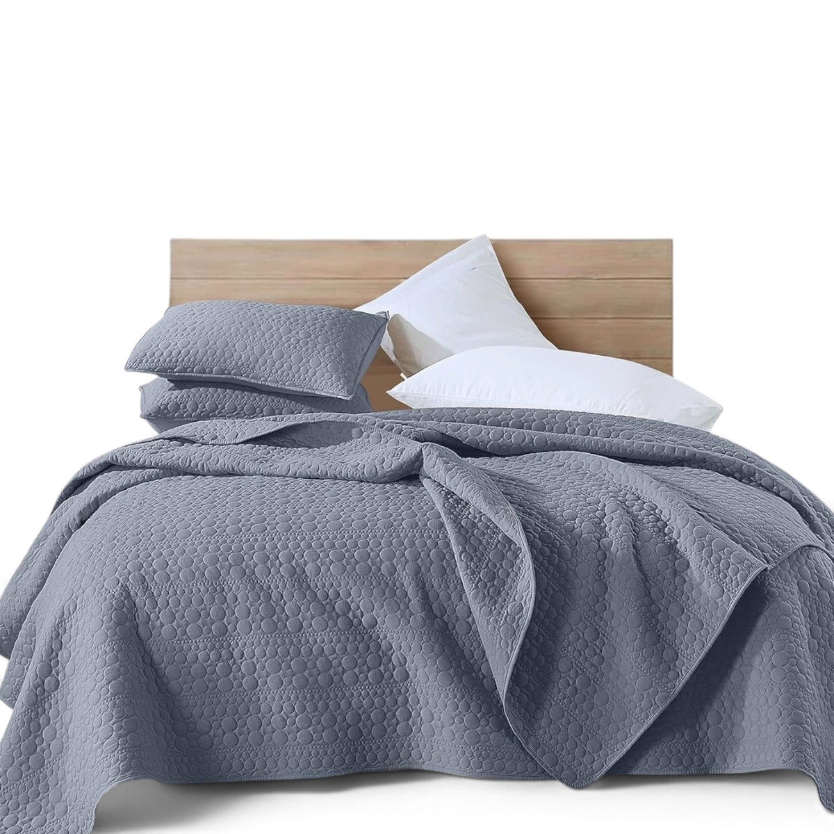 NEW West Elm Blue Stone Print Ultra Soft Queen King Bedding Bedspread & Sham Set