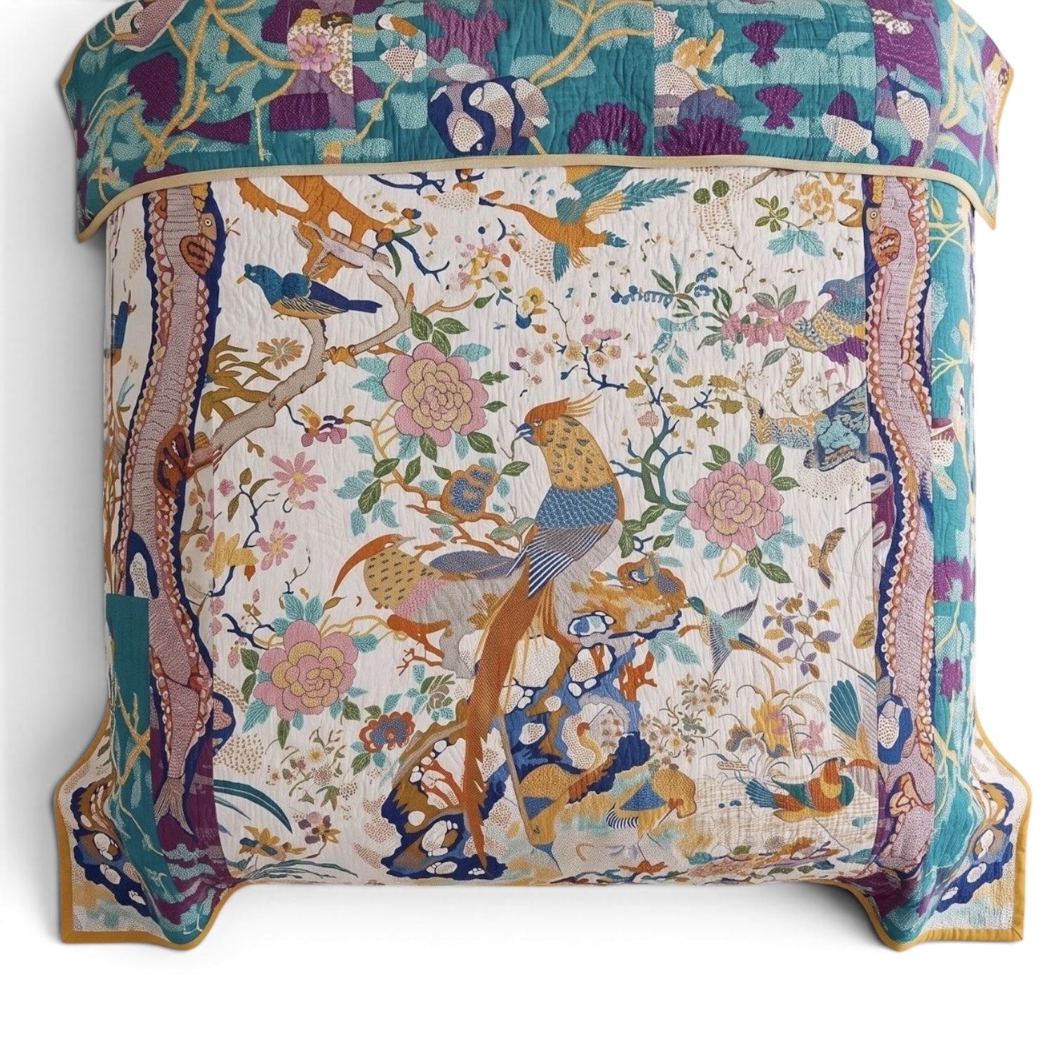 NEW Anthro Reversible Boho Bird Cotton Bedspread Blanket Quilt - Multiple Sizes