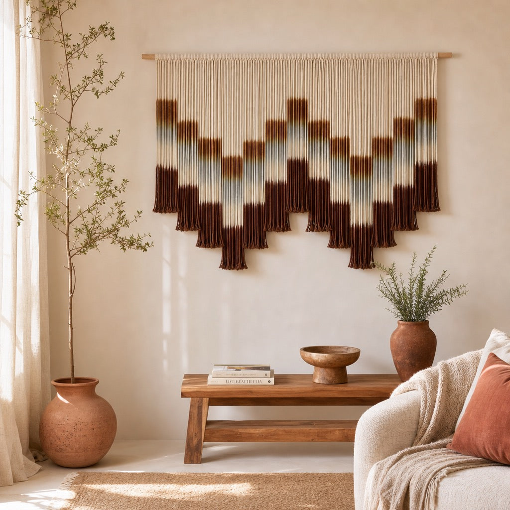 NEW Anthropologie  XL Boho Tapestry Macrame Woven Dyed Yarn Wall Hanging - 60"