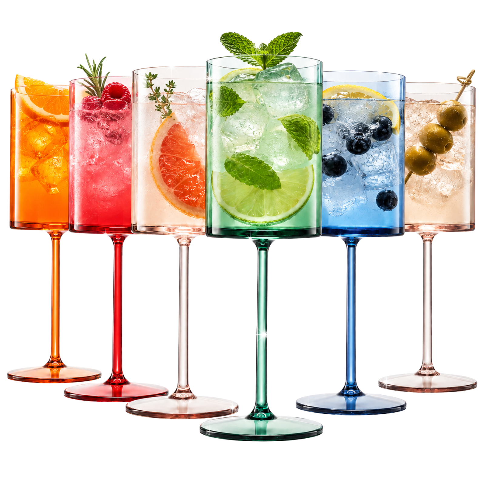 Tonal Acrylic Stemmed Square Wine Glassware, Set of 6