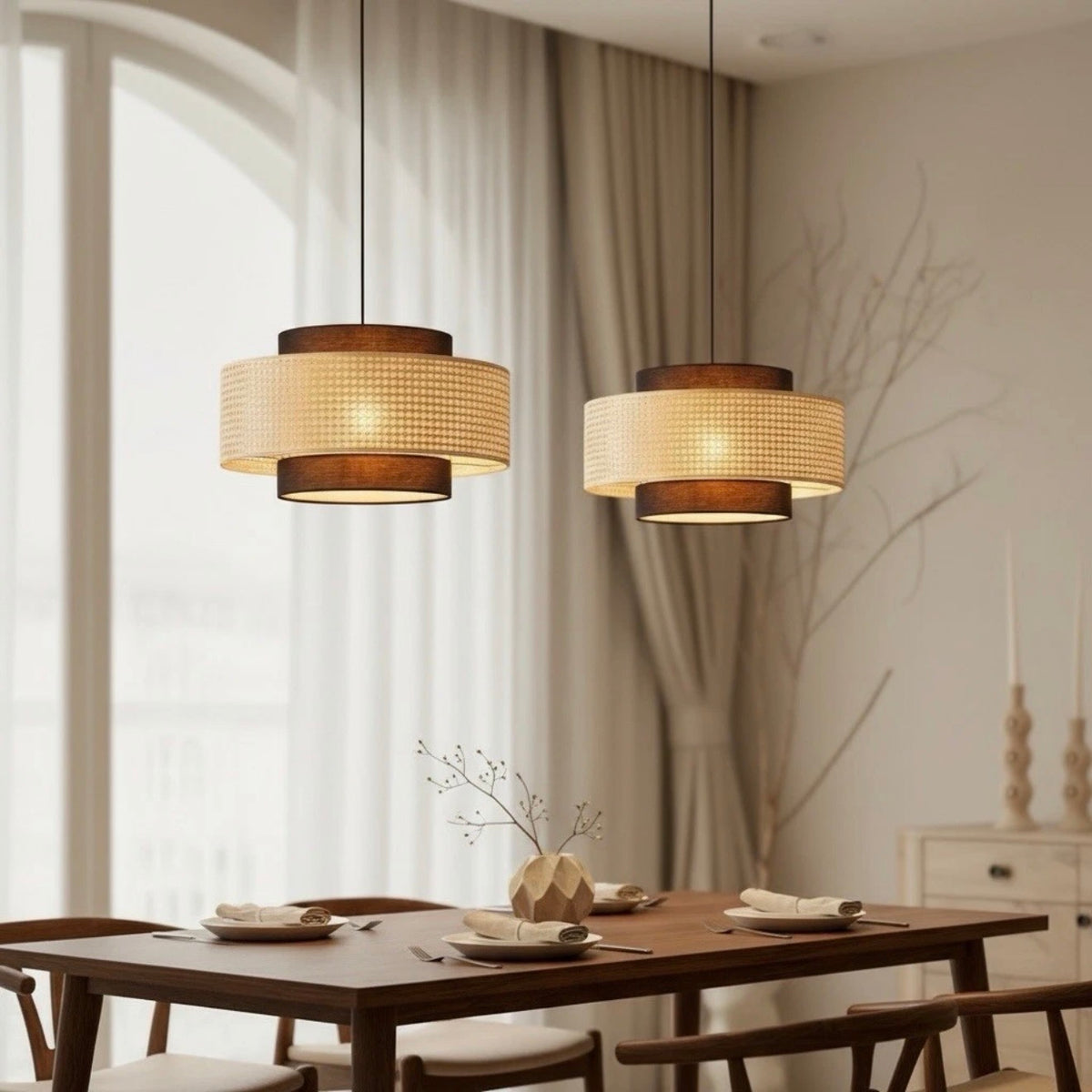 NEW West Elm Boho Rattan Wicker Woven Chandelier Hanging Pendant Light Fixture