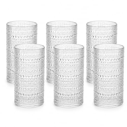 Barcelona Acrylic Highball Hobnail Glassware, Set of 6