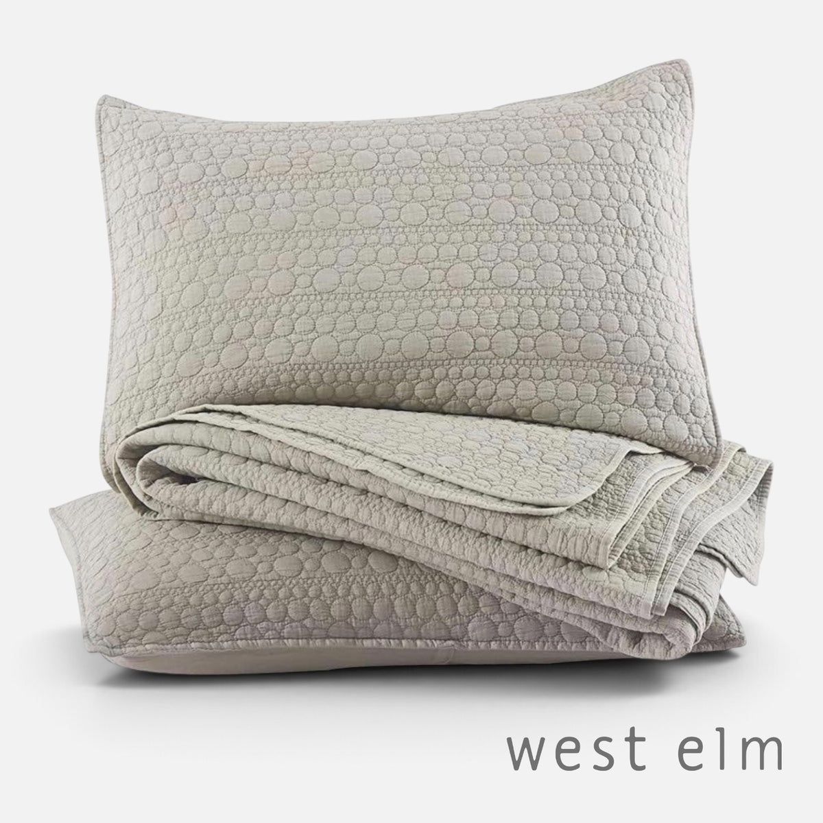 NEW West Elm Gray Stone Print Ultra Soft Queen King Bedding Bedspread Sham Set