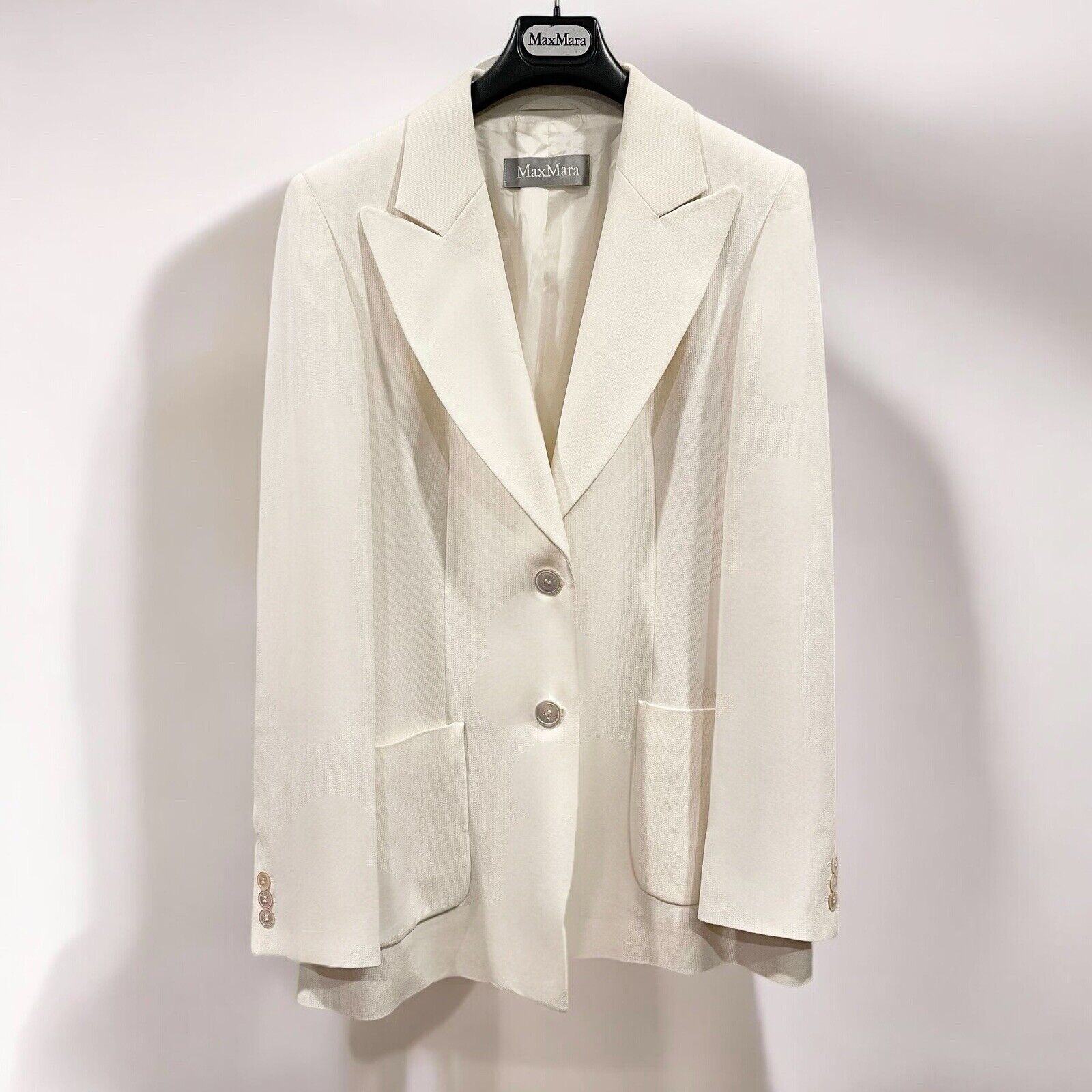 Vintage Max Mara Women's White Cream Blazer Suit Jacket Coat - Size Large / 12