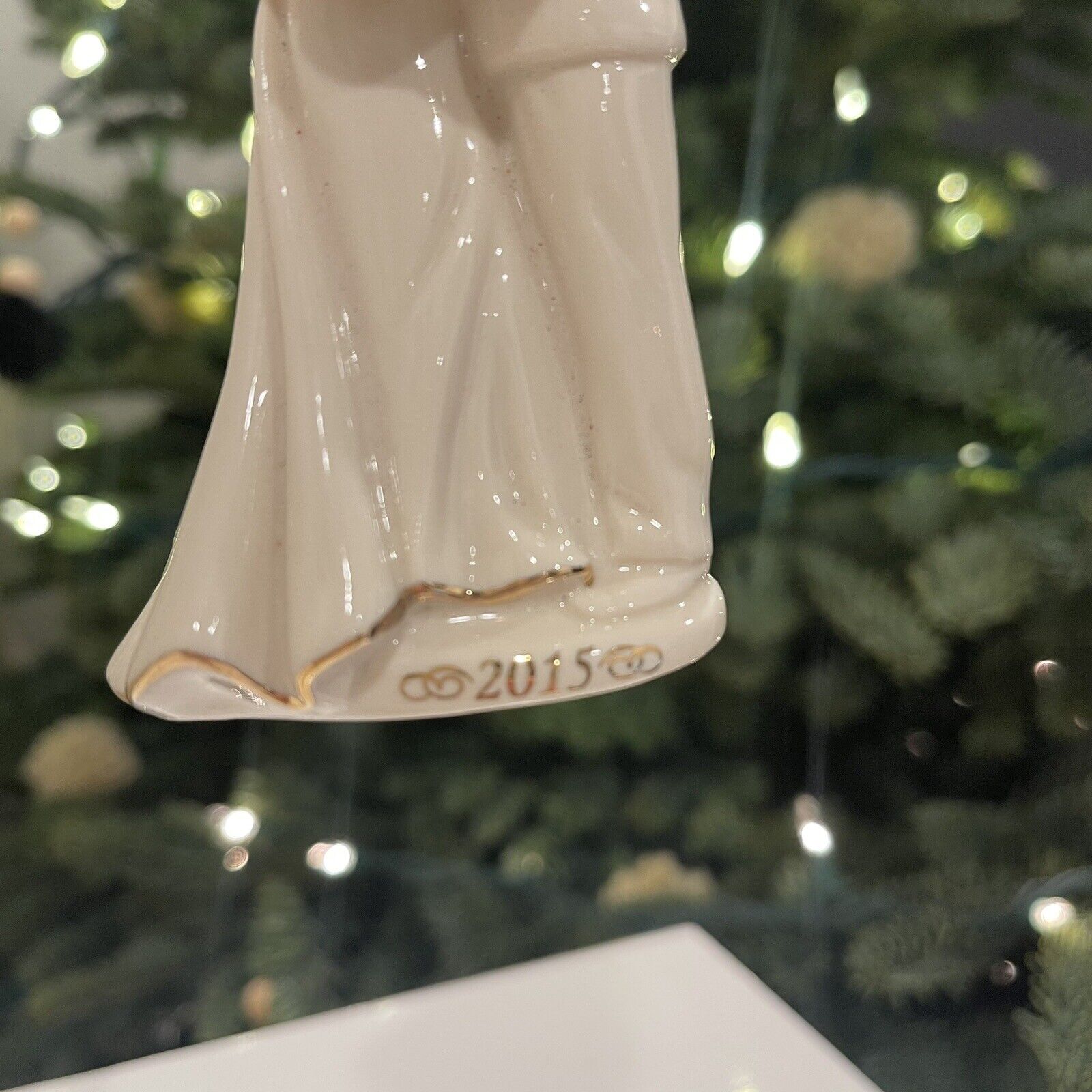 New Lenox Ceramic Porcelain White Bride Groom Christmas Tree Hanging Ornament