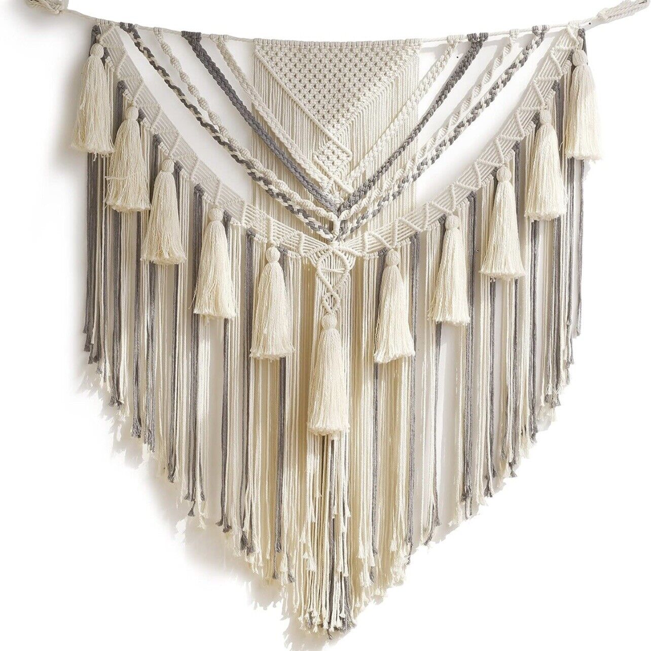 Anthropologie XL Boho Tapestry Macrame Woven Dyed Yarn Tassel Wall Hanging - 48"