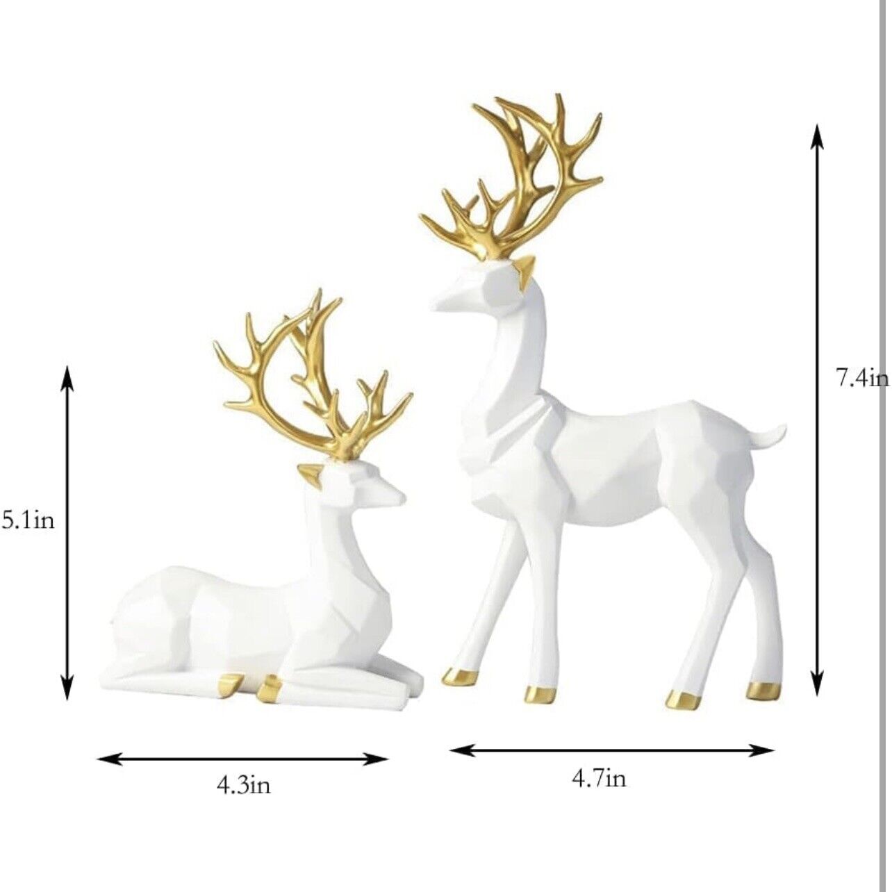 NEW West Elm Boho Geometric Gold Resin Holiday Christmas Reindeer Figures Set 2