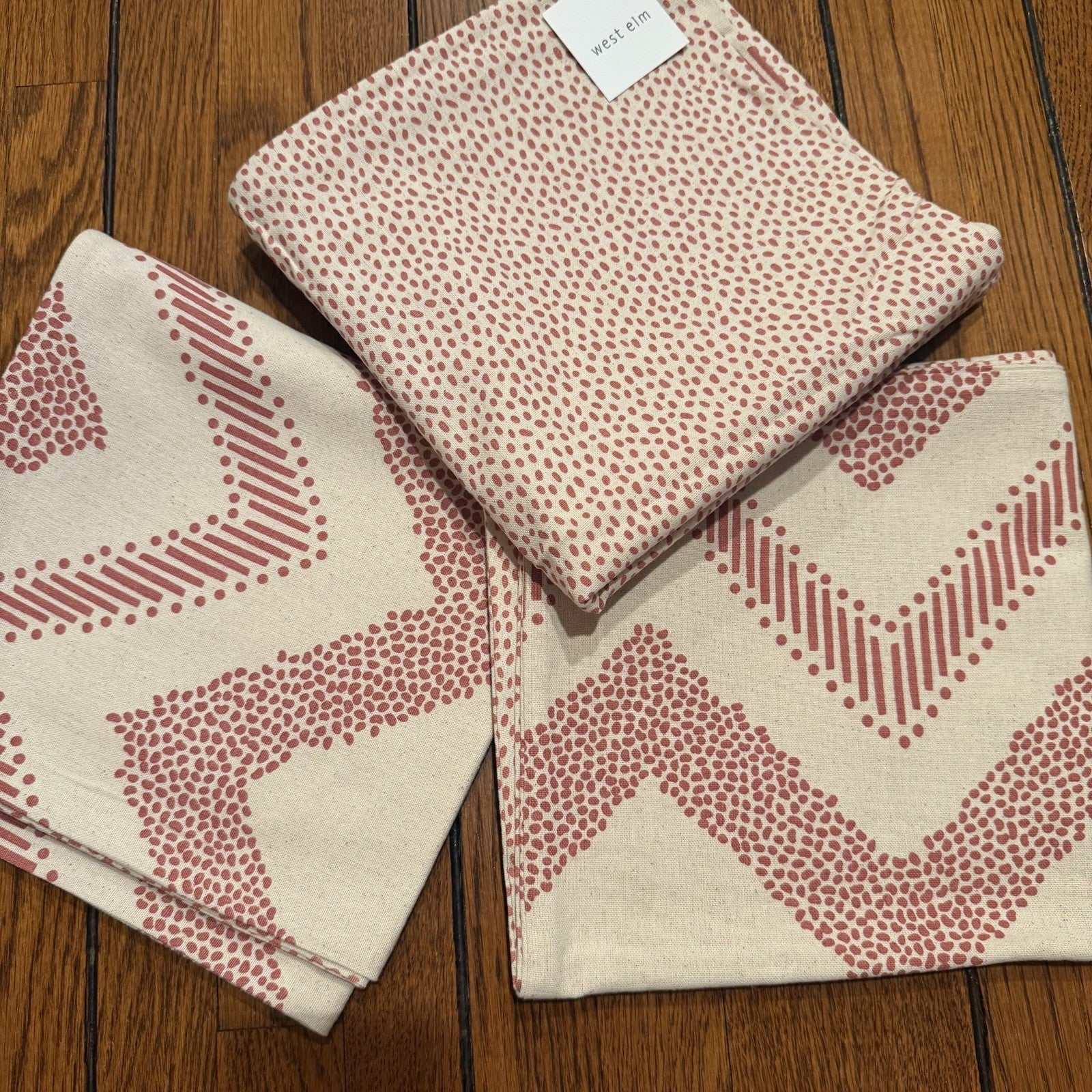 NEW West Elm (Set 6) Rose Red Geometric Boho Throw Pillow Cover Shams 20" x 20"