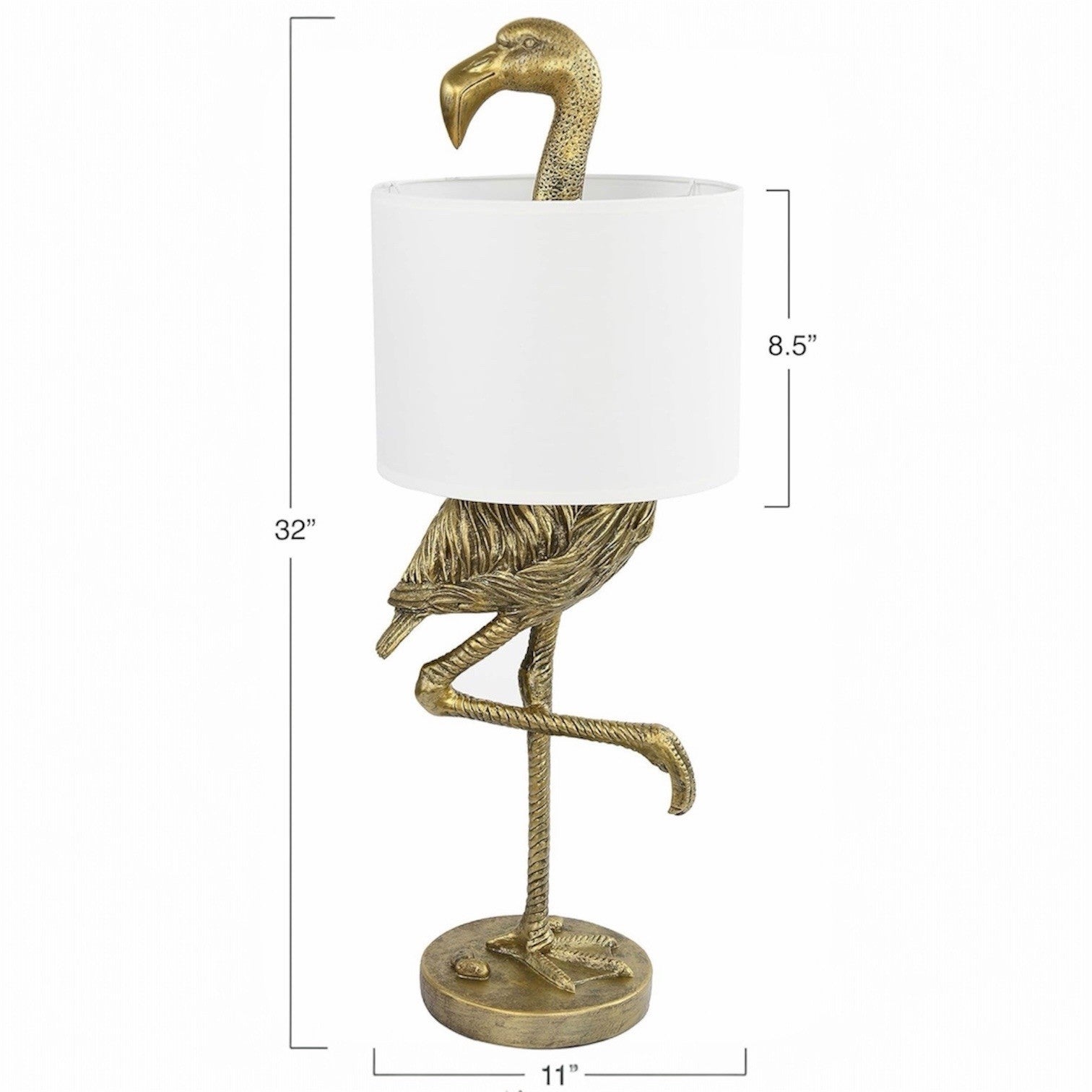 NEW Anthropologie Large Gold Boho Flamingo Table Lamp Lighting Art Deco Set 32"