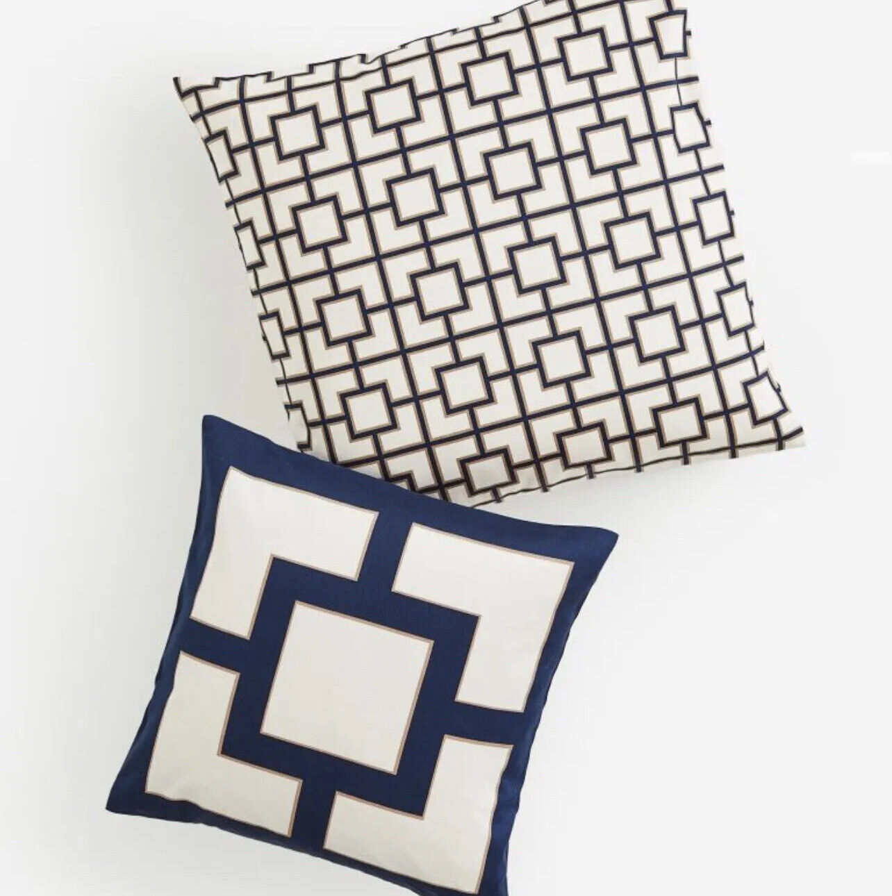 New Anthropologie (Set 2) Navy Blue Satin Throw Pillow Cover Case Sham 20 x 20